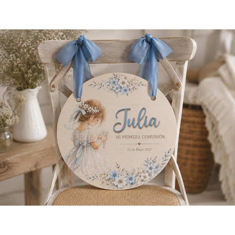 PLACA SILLA COMUNIÓN BLUE