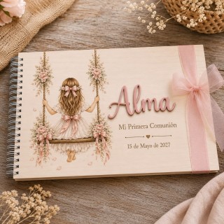 ÁLBUM DE FIRMAS COMUNIÓN COLUMPIO ROSA