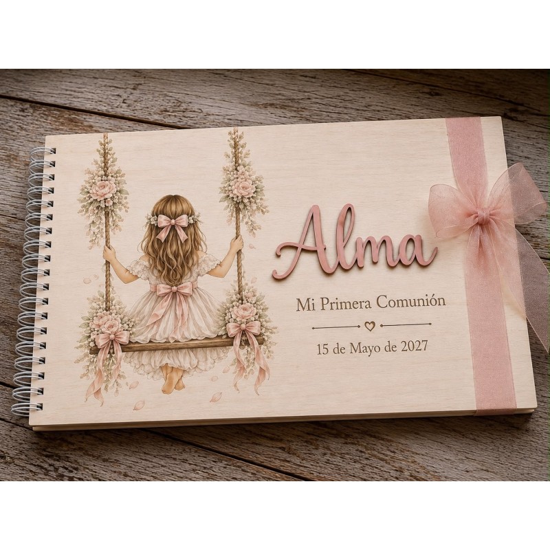 ÁLBUM DE FIRMAS COMUNIÓN COLUMPIO ROSA