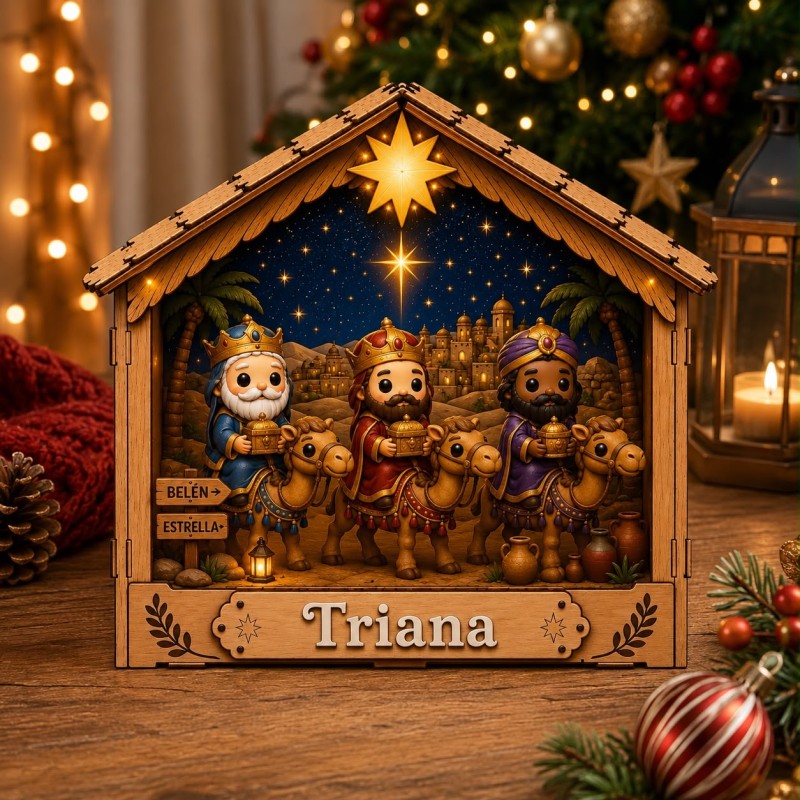CAJA MADERA PESEBRE