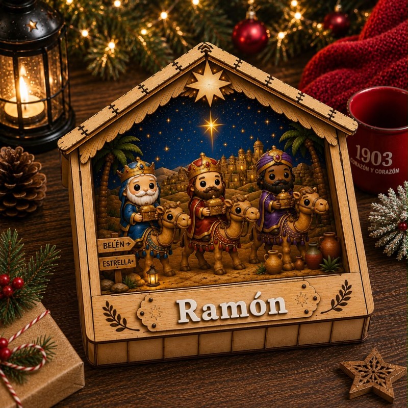 CAJA MADERA PESEBRE