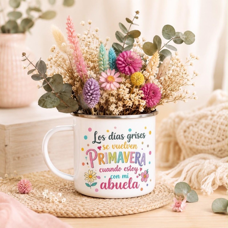 TAZA VINTAGE CON FLORES PRESERVADAS