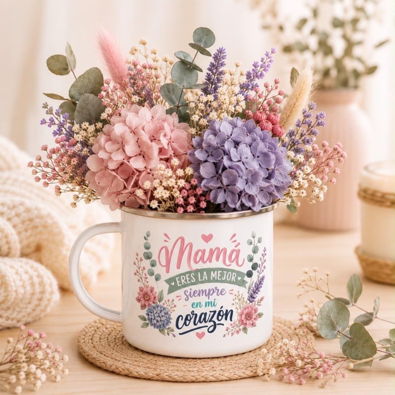 TAZA VINTAGE CON FLORES PRESERVADAS