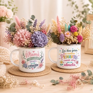 TAZA VINTAGE CON FLORES PRESERVADAS