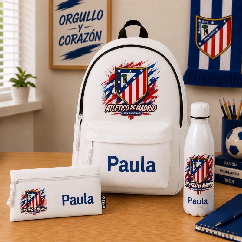 PACK MOCHILA+ESTUCHE+BOTELLA ATLÉTICO DE MADRID