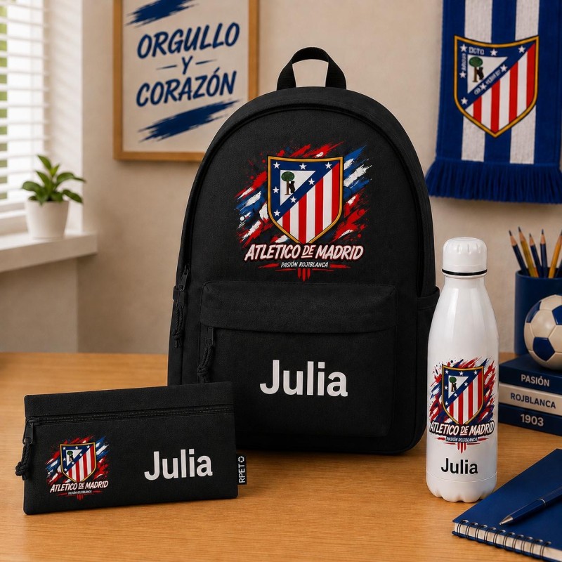 PACK MOCHILA+ESTUCHE+BOTELLA ATLÉTICO DE MADRID
