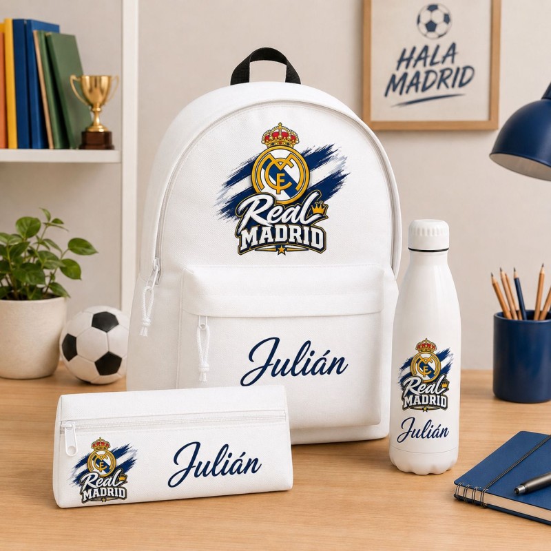 PACK MOCHILA+ESTUCHE+BOTELLA REAL MADRID