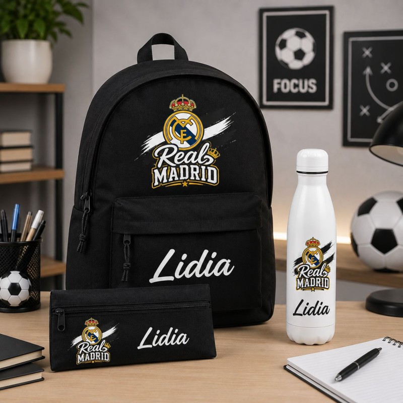 PACK MOCHILA+ESTUCHE+BOTELLA REAL MADRID