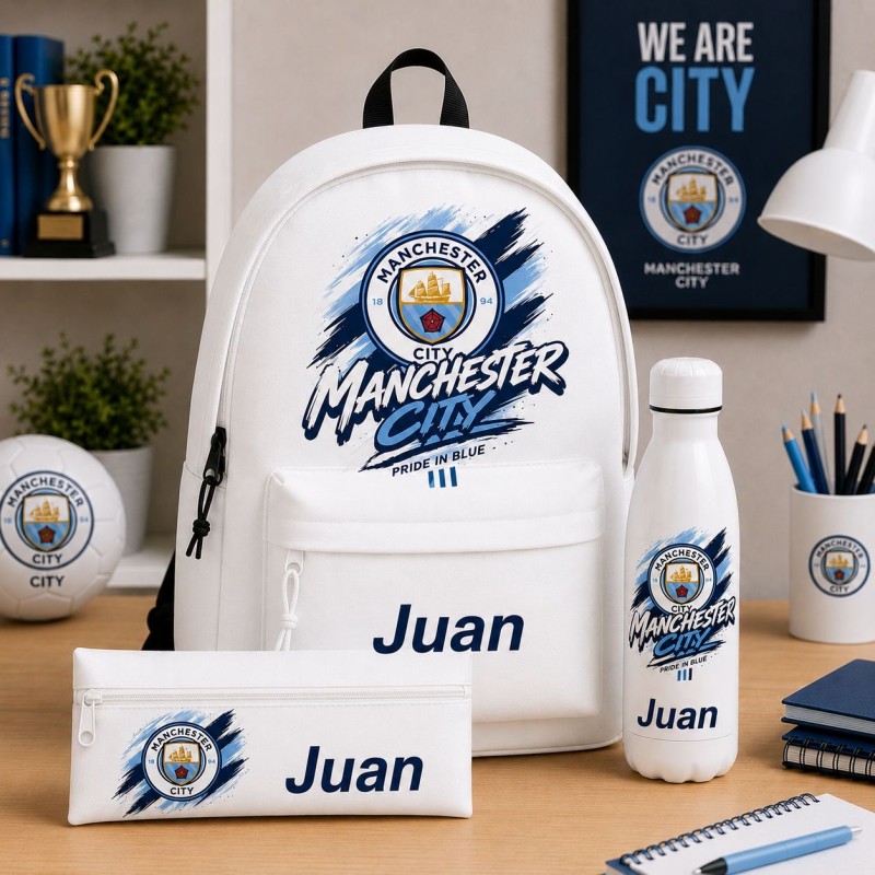 PACK MOCHILA+ESTUCHE+BOTELLA MANCHESTER CITY