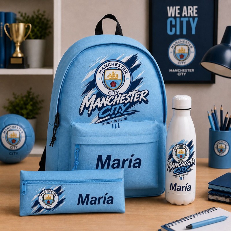 PACK MOCHILA+ESTUCHE+BOTELLA MANCHESTER CITY