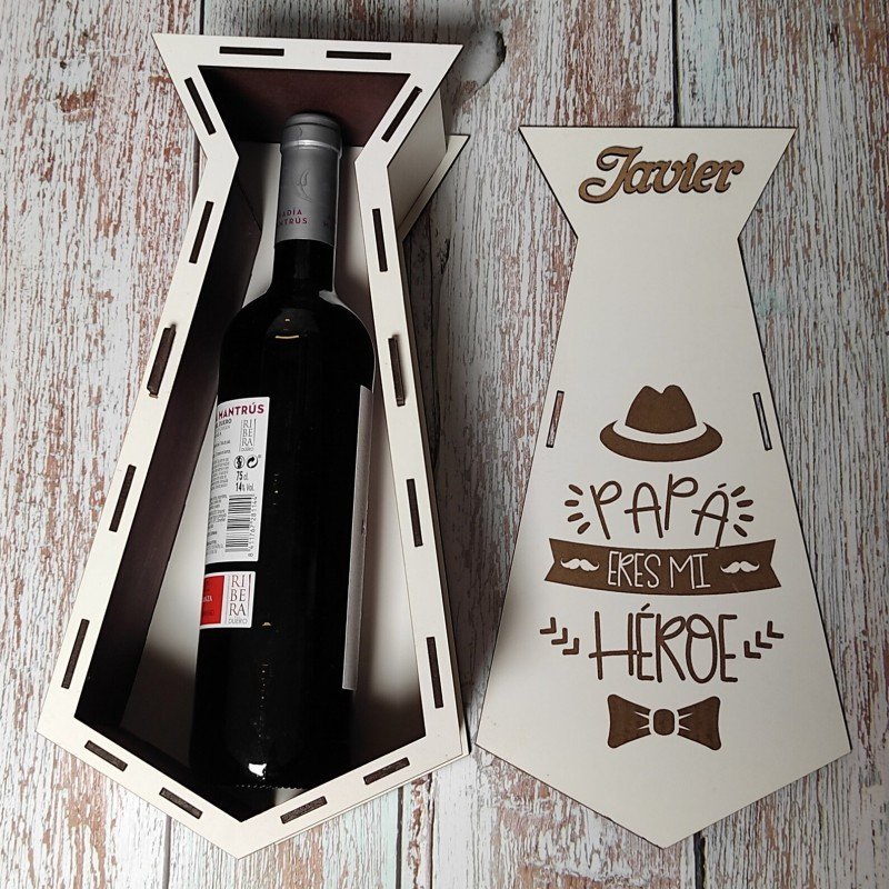 CAJA VINO CORBATA