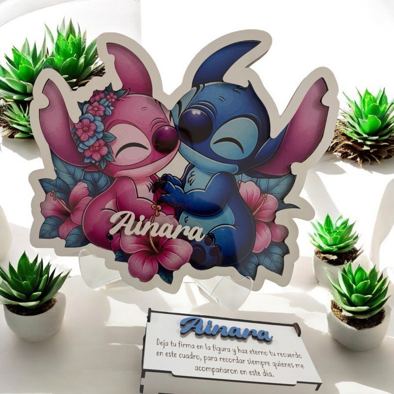 CUADRO DE FIRMAS STITCH Y ÁNGEL
