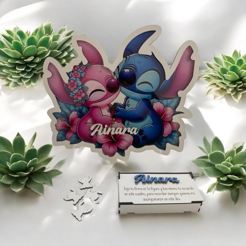 CUADRO DE FIRMAS STITCH Y ÁNGEL