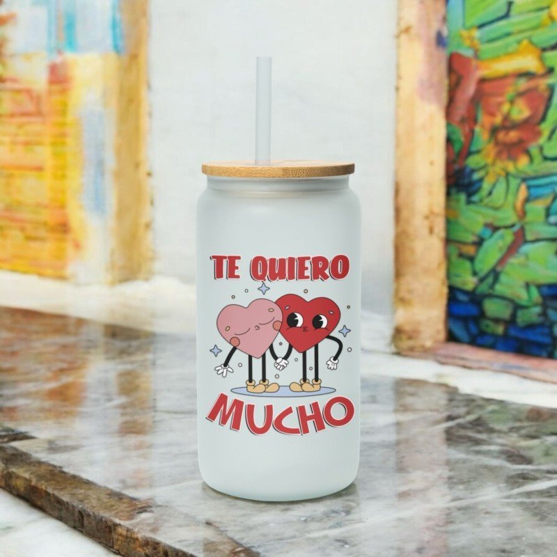 VASO CON PAJITA TE QUIERO MUCHO