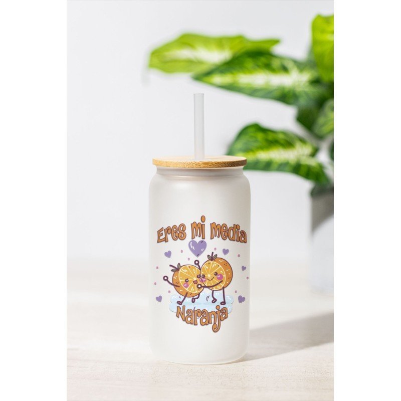 VASO CON PAJITA MEDIA NARANJA