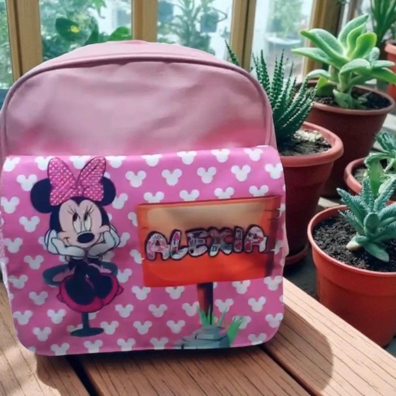 MOCHILA LONETA MINNIE LETRERO