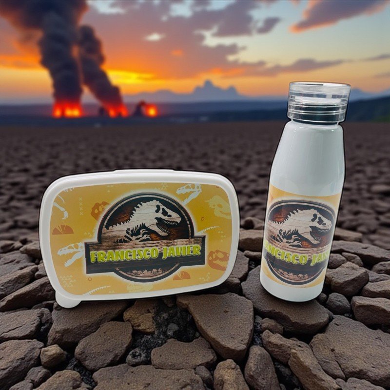 PACK FIAMBRERA + BOTELLA ASA DE SILICONA JURASSIC