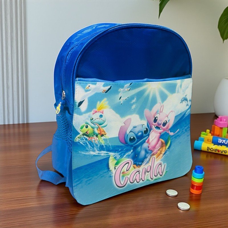 MOCHILA LONETA STITCH Y ÁNGEL SURF