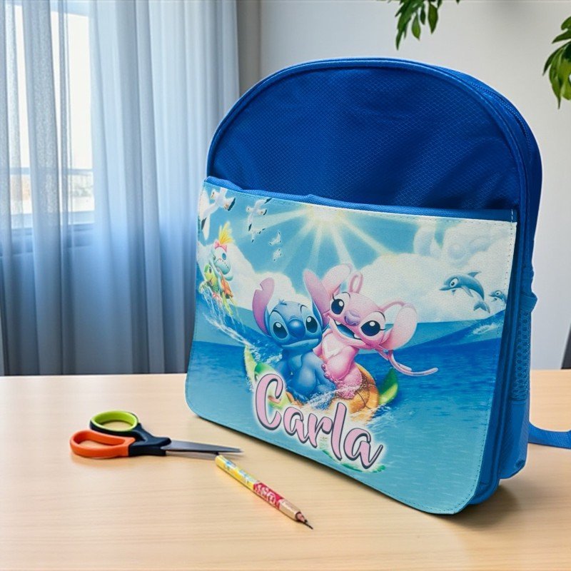 MOCHILA LONETA STITCH Y ÁNGEL SURF