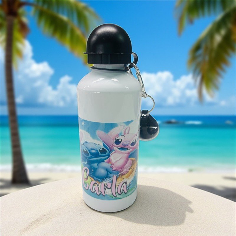 BOTELLA DOBLE TAPÓN STITCH Y ÁNGEL SURF