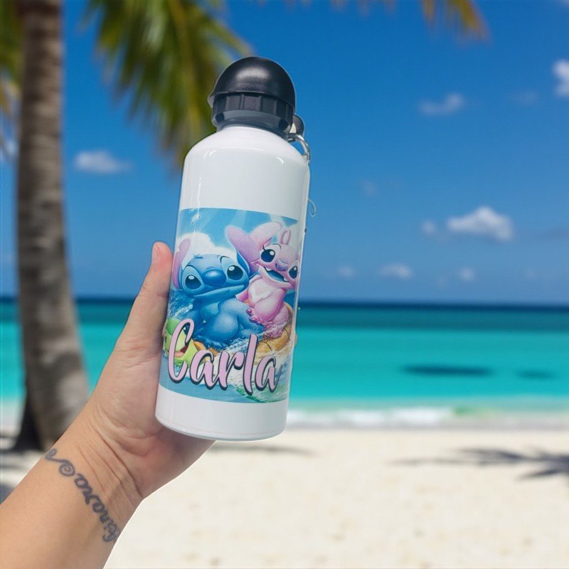 BOTELLA DOBLE TAPÓN STITCH Y ÁNGEL SURF