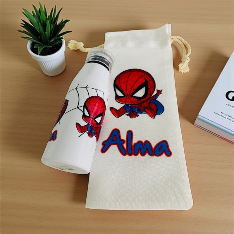 BOTELLA ASA SILICONA SPIDERMAN + BOLSA