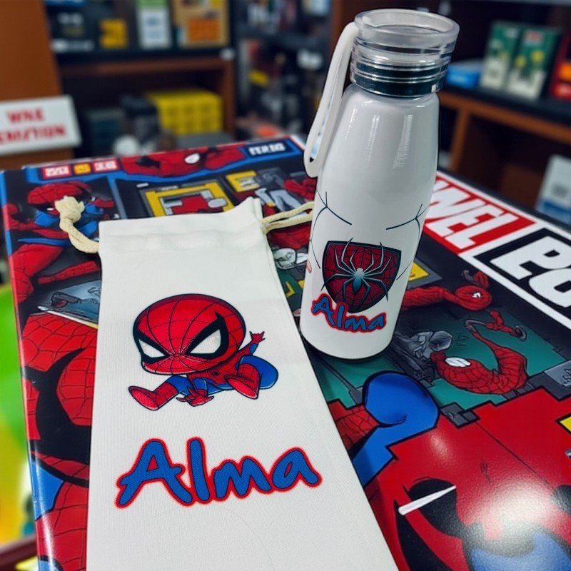 BOTELLA ASA SILICONA SPIDERMAN + BOLSA