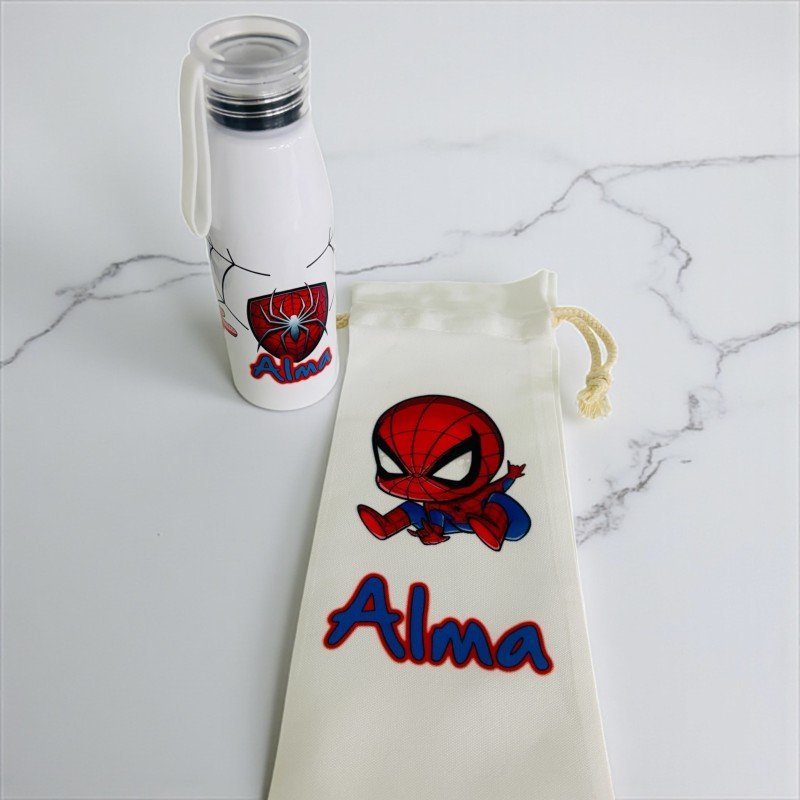BOTELLA ASA SILICONA SPIDERMAN + BOLSA