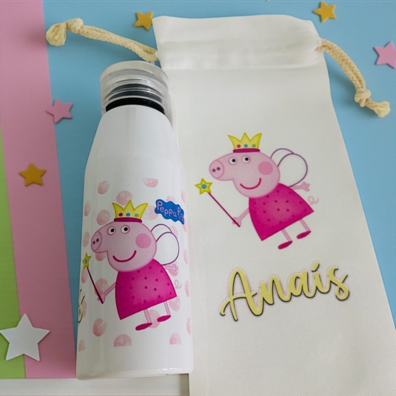 BOTELLA ASA SILICONA PEPPA PIG + BOLSA