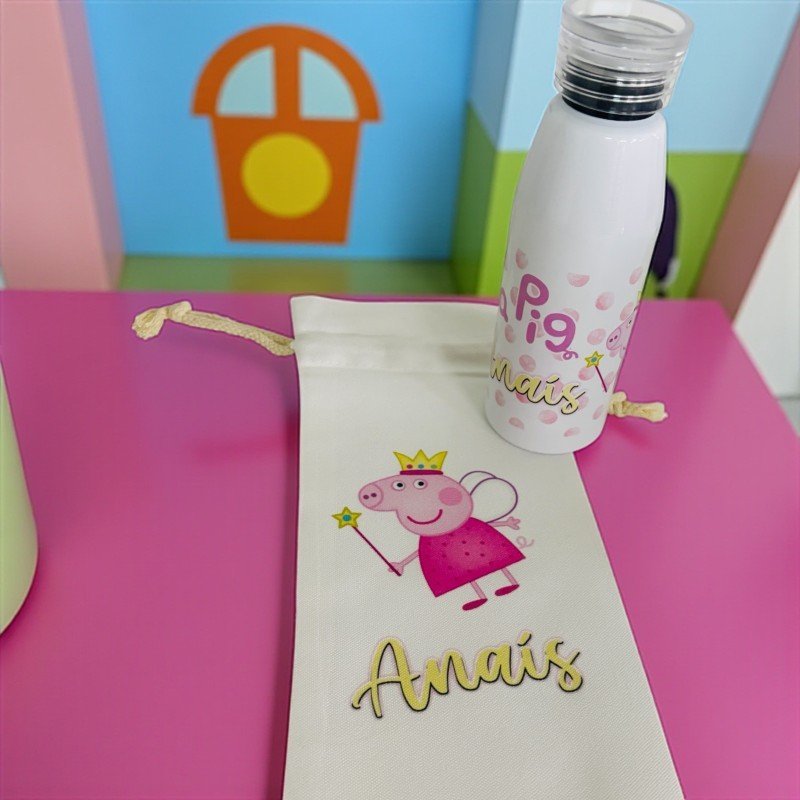 BOTELLA ASA SILICONA PEPPA PIG + BOLSA