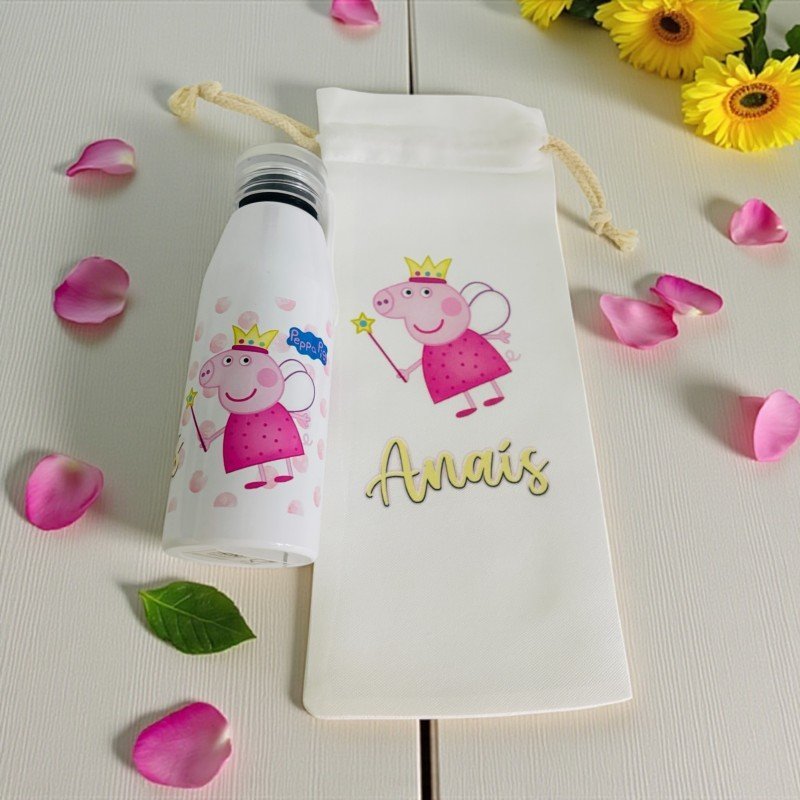 BOTELLA ASA SILICONA PEPPA PIG + BOLSA