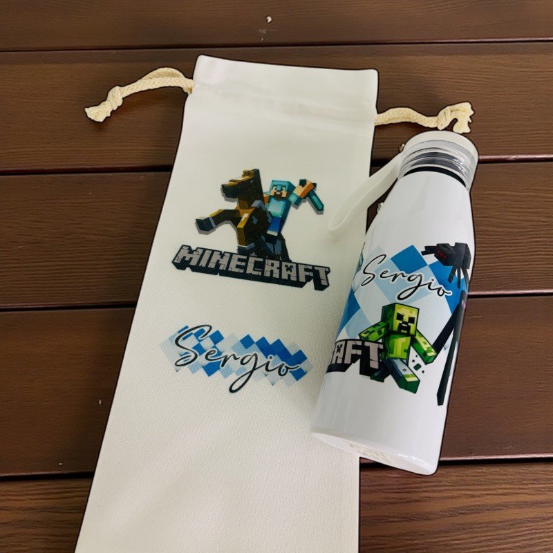 BOTELLA ASA SILICONA MINECRAFT + BOLSA