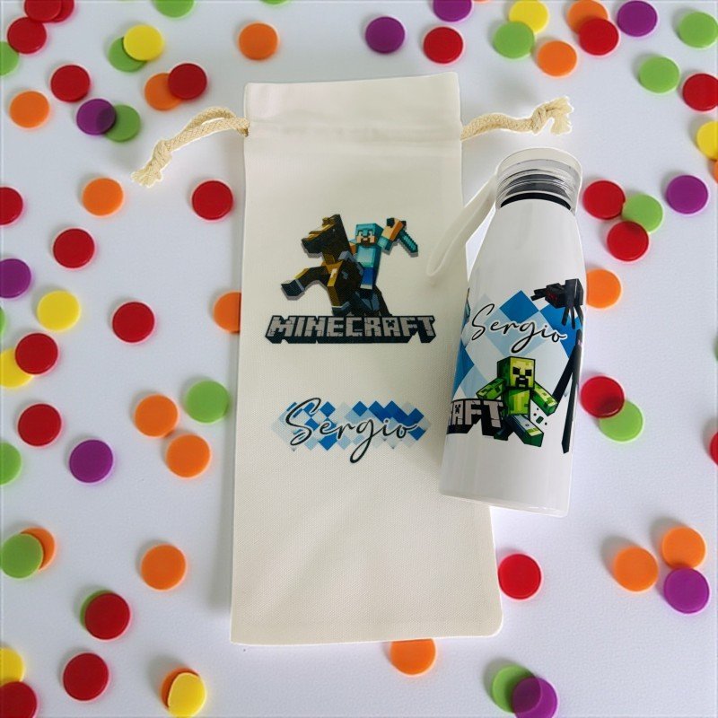 BOTELLA ASA SILICONA MINECRAFT + BOLSA