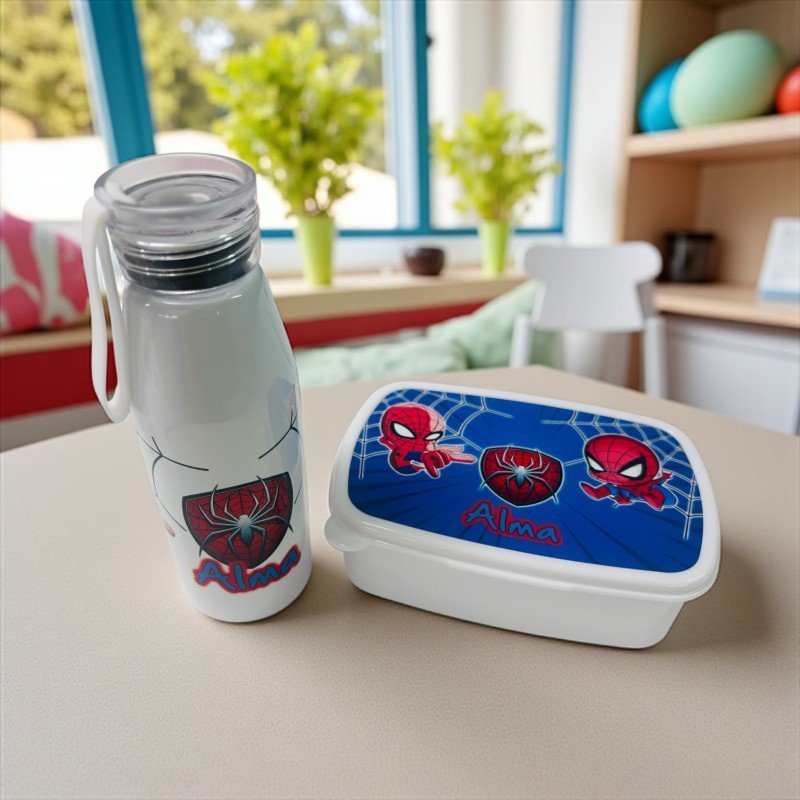 PACK FIAMBRERA + BOTELLA ASA DE SILICONA SPIDERMAN