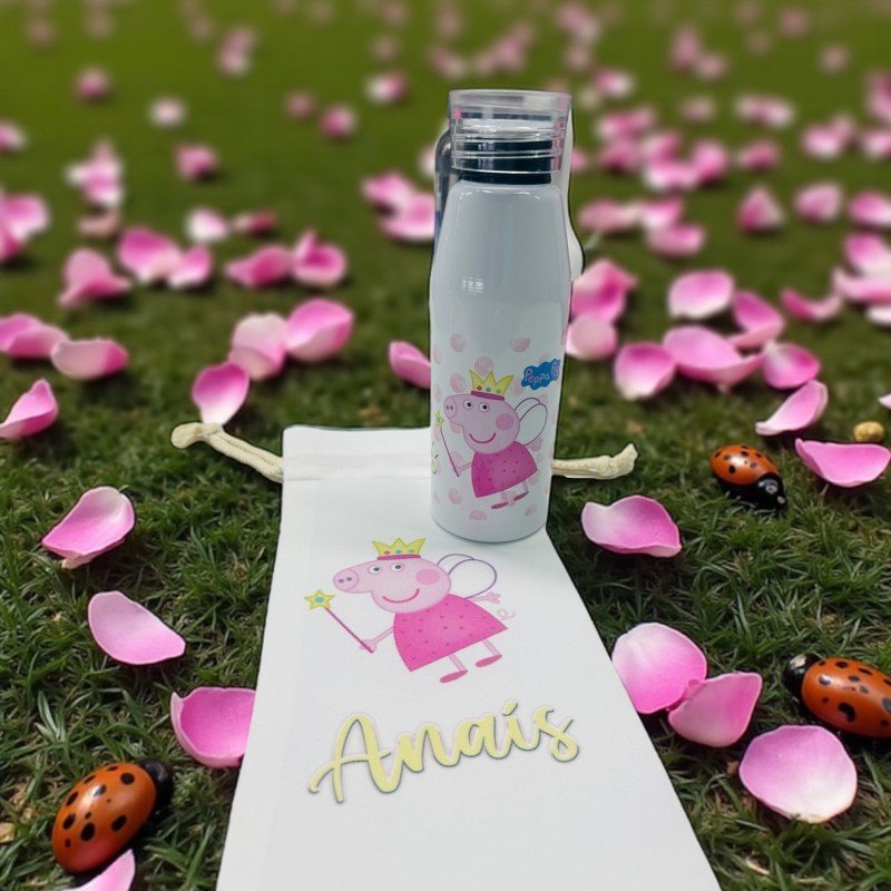 BOTELLA ASA SILICONA PEPPA PIG + BOLSA