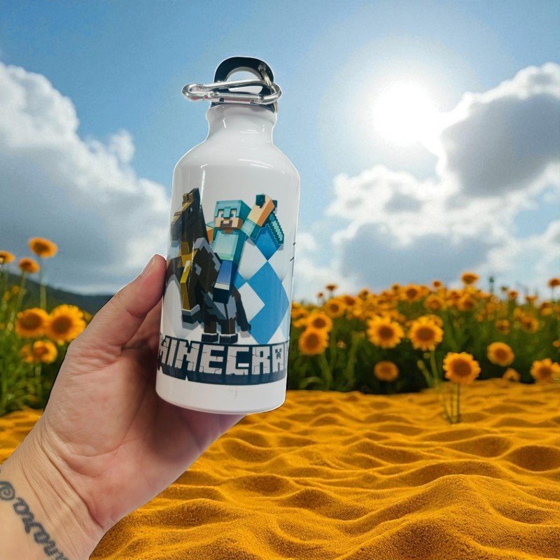 BOTELLA MOSQUETÓN MINECRAFT ROMBO