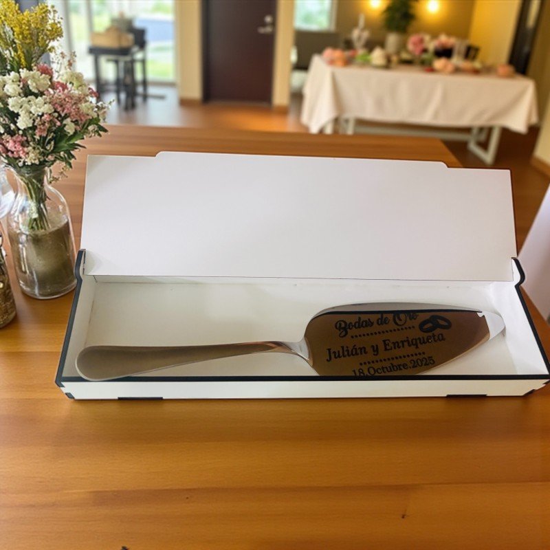 PALA TARTA CON CAJA BODAS DE ORO
