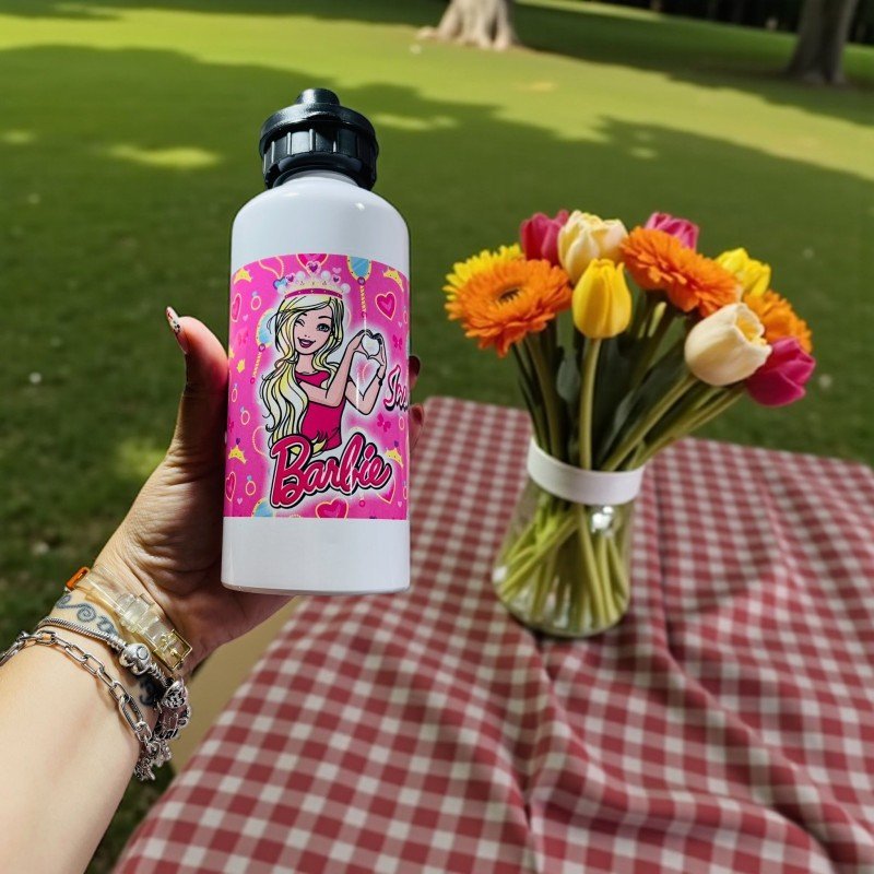 BOTELLA DOBLE TAPÓN BARBIE CORAZÓN