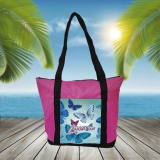 BOLSA PLAYA CON BOLSILLO MARIPOSAS