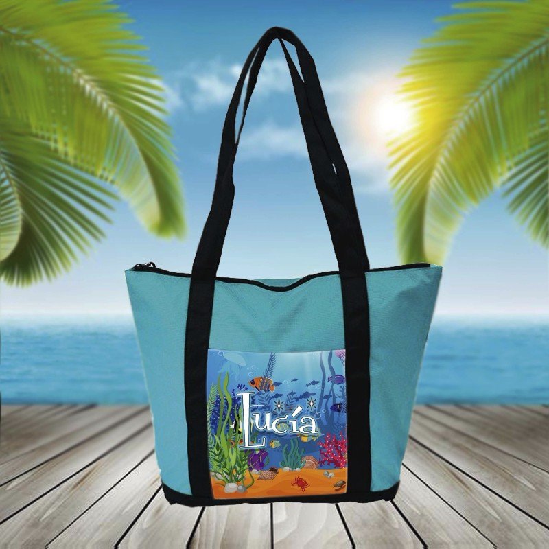 BOLSA PLAYA CON BOLSILLO FONDO DE MAR
