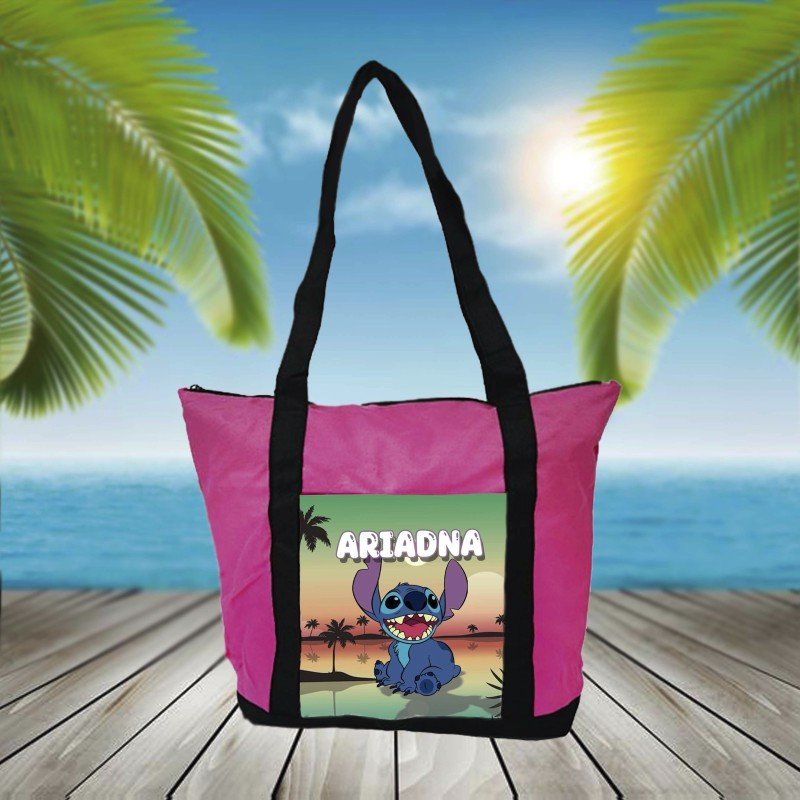 BOLSA PLAYA CON BOLSILLO STITCH